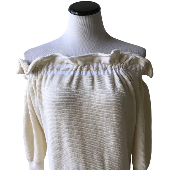 3.1 Phillip Lim Stretch Off The Shoulder Cream Ruffle Top - Picture 2 of 8